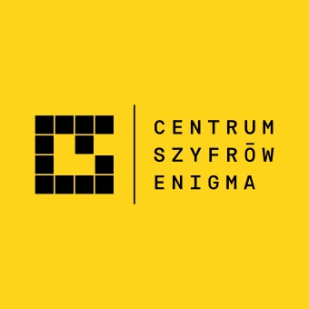 Grafika artykułu: logotyp CSE, na żółtym tle czarny napis "Centrum Szyfrów Enigma", obok ikona składająca się z czarnych kwadratów.
