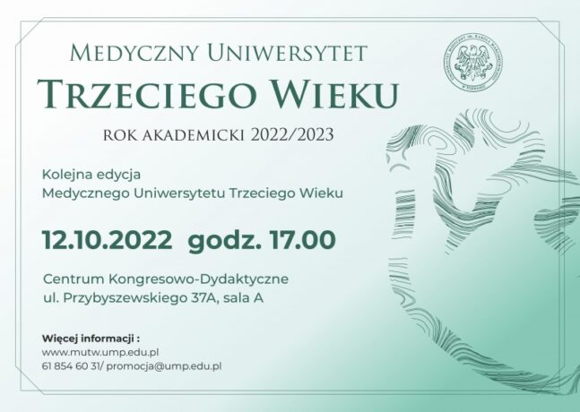 Grafika artykułu: Na szaro-niebieskim tle napisy informujące o inauguracji MUTW. W prawym, górnym logotyp Uniwersytetu Medycznego w Poznaniu.